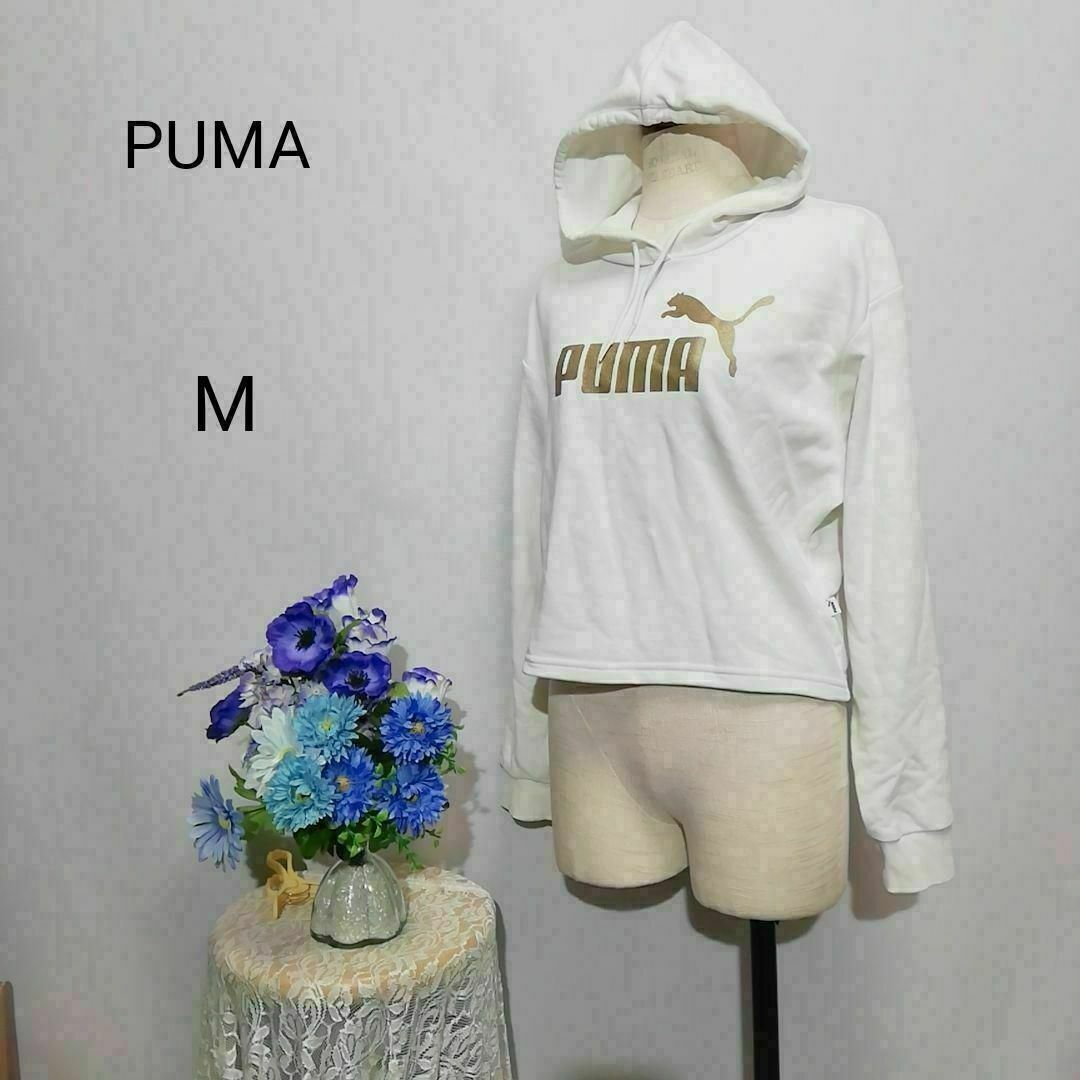 PUMA(プーマ)のプーマ　極上美品　パーカー　白色系　Мサイズ　ショート レディースのトップス(パーカー)の商品写真