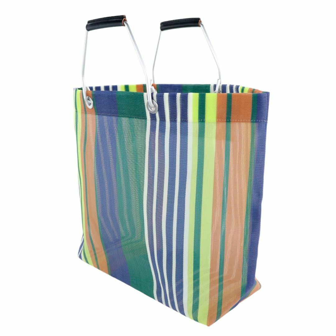 MARNI - マルニ ストライプバッグ グリーンブルー トート タグ MARNI - マルニ ストライプバッグ グリーンブルー トート タグ