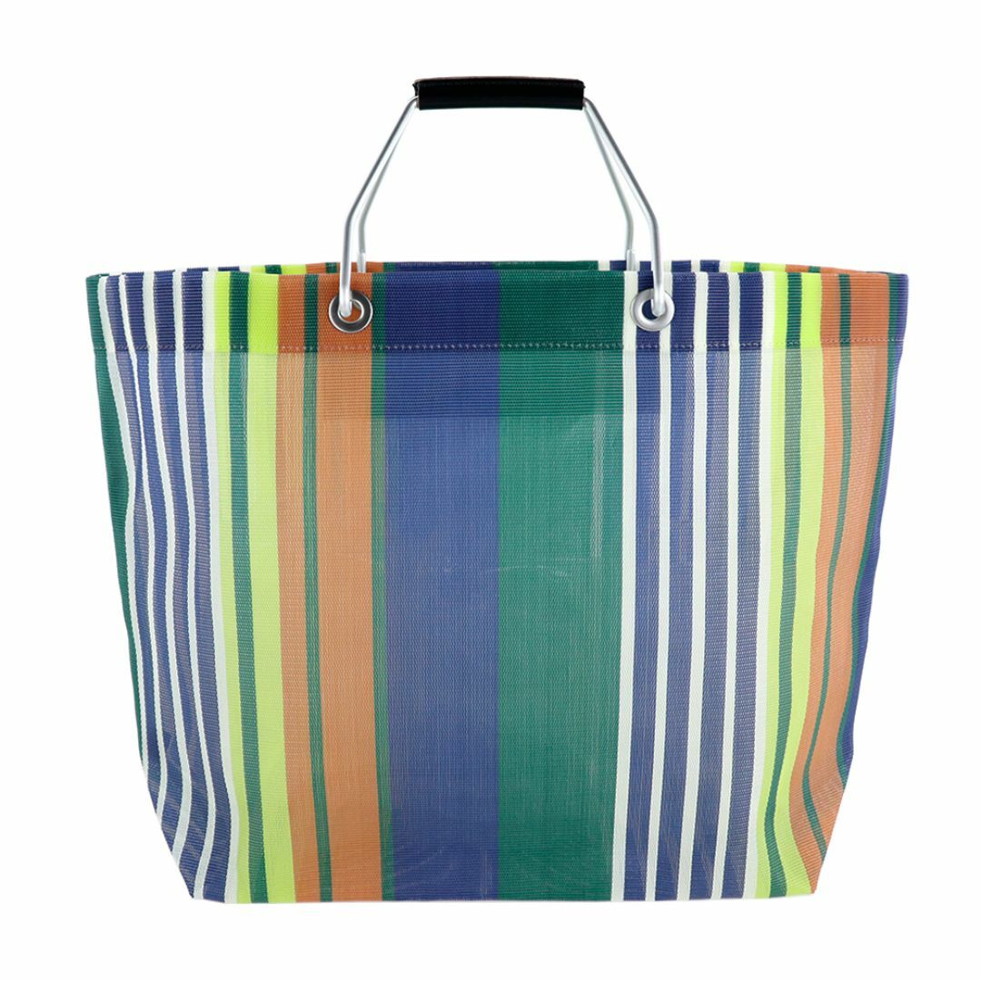 MARNI - マルニ ストライプバッグ グリーンブルー トート タグ MARNI - マルニ ストライプバッグ グリーンブルー トート タグ