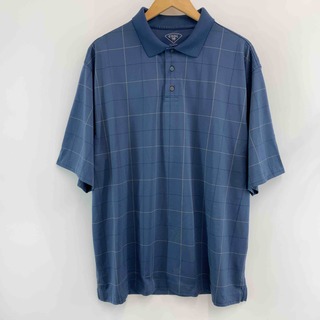 COOL18  メンズ ポロシャツ ブルー系チェック柄(ポロシャツ)