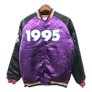 90年代 Mitchell&Ness HARDWOOD CLASSICS NBA オールスター 1995 ナイロン スタジアムジャケット パープル (メンズ M) 中古 古着 Q6782(スタジャン)