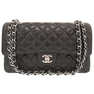 シャネル(CHANEL)の新品同様 シャネル マトラッセ25 ダブルフラップ キャビアスキン ブラック シルバー金具 ランダムシリアル 二重蓋 ショルダーバッグ ココマーク 黒 0272 【中古】 CHANEL(ショルダーバッグ)