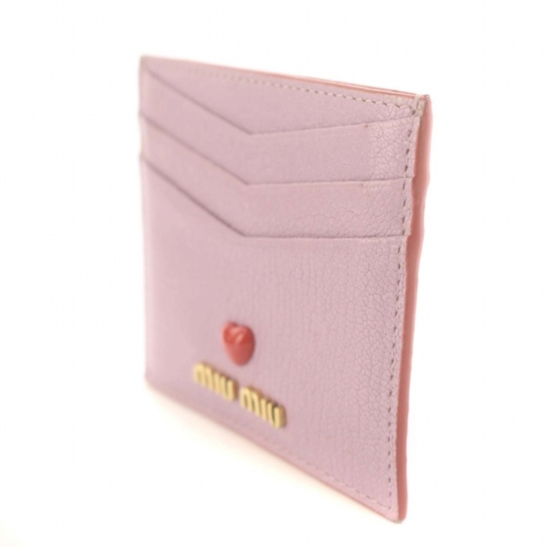 miumiu(ミュウミュウ)のミュウミュウ カードケース パスケース 名刺入れ レザー ロゴ ハート 紫 レディースのファッション小物(名刺入れ/定期入れ)の商品写真
