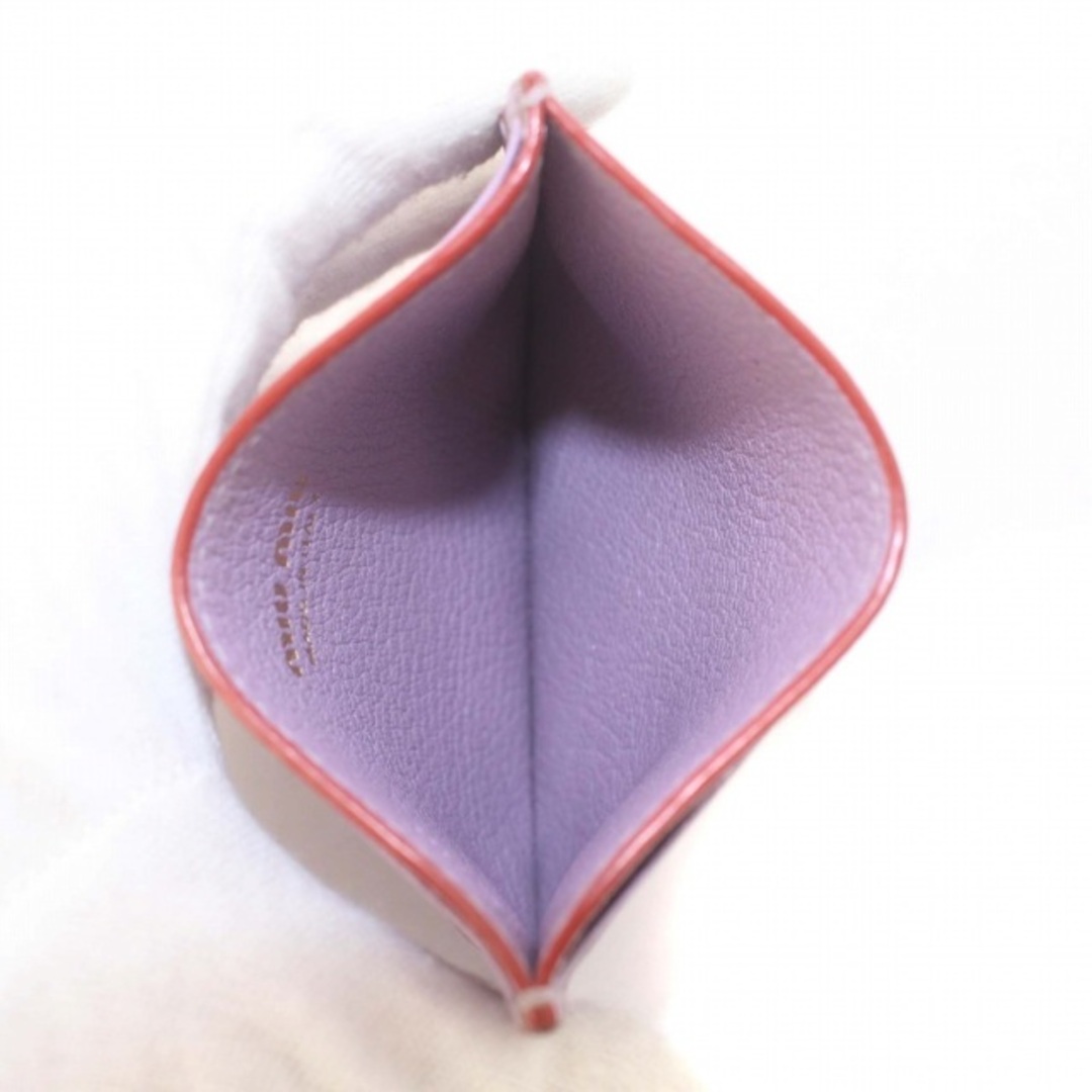 miumiu(ミュウミュウ)のミュウミュウ カードケース パスケース 名刺入れ レザー ロゴ ハート 紫 レディースのファッション小物(名刺入れ/定期入れ)の商品写真