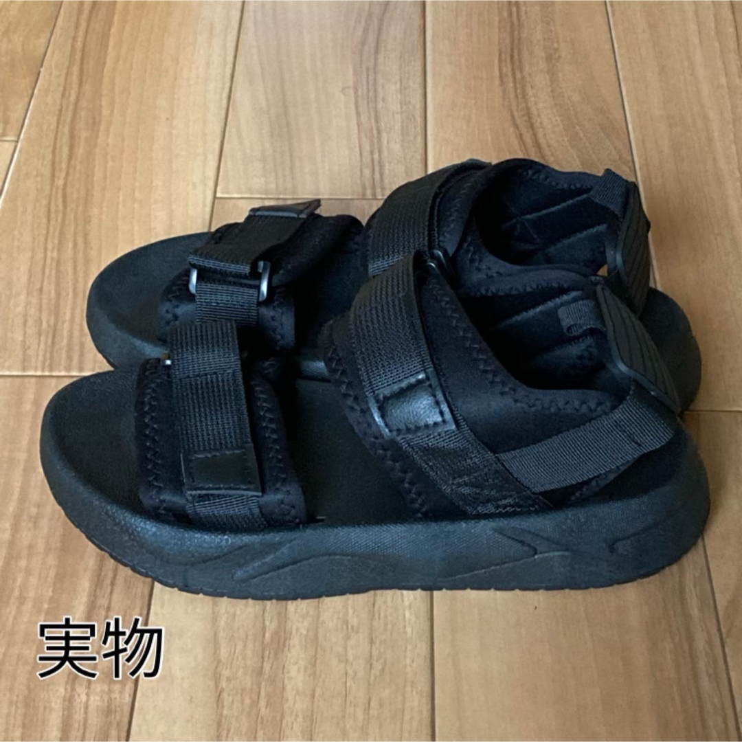スポーツサンダル 22.5cm ブラック 厚底 サンダル 韓国 スポサン 浴衣 レディースの靴/シューズ(サンダル)の商品写真
