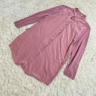 ラコステ(LACOSTE)のラコステ　シャツ　チュニック　ワンピース　ピンク　シルク　薄手　長袖　サイズ36(チュニック)