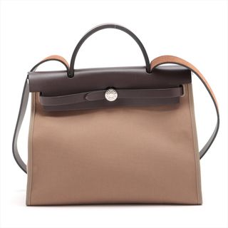 エルメス(Hermes)のエルメス エールバッグジップPM トワルオフィシエ×カーフレザー  ブラウ(ショルダーバッグ)