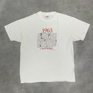 ヘインズ(Hanes)の90s 1963年ヒストリー ホワイトTシャツ XLサイズ　USA製(Tシャツ/カットソー(半袖/袖なし))