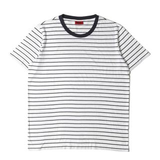 HUGO BOSS - HUGO BOSS ヒューゴボス Tシャツ サイズ:XXL ボーダーライン クルーネック 半袖Tシャツ ホワイト ネイビー 白紺 トップス カットソー【メンズ】【中古】