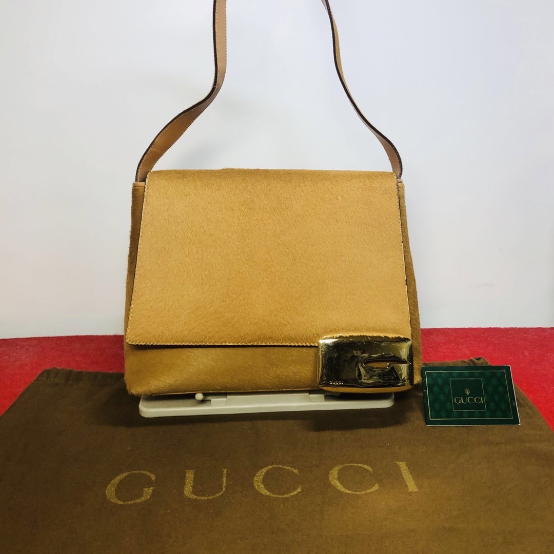 GUCCI - ［美品］☆GUCCI グッチ　ハラコ×レザー ワンショルダー 肩掛けかばん