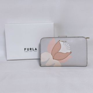 Furla - 限定　フルラ　コンパクト財布　二つ折り　バビロン　M　花柄　グレー