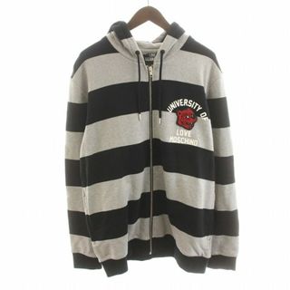 LOVE MOSCHINO ジップパーカー スウェット XL グレー 紺(パーカー)