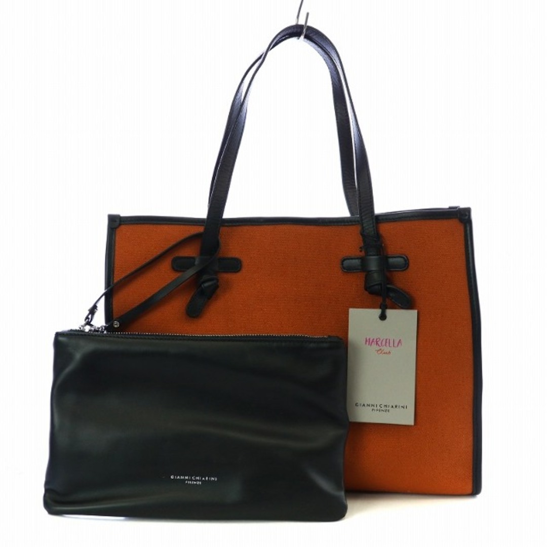 ジャンニカリーニ マルチェッラ ミディアムトートバッグ ポーチ オレンジ 黒 レディースのバッグ(トートバッグ)の商品写真