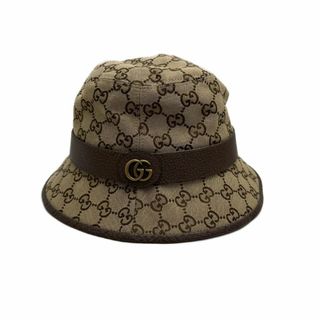 グッチ(Gucci)のグッチ/GUCCI/帽子/フェドラハット/GG柄/キャンバス×レザー/ベージュ×ブラウン/#M/576587【SA7731】(ハット)