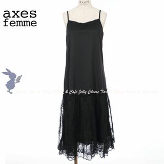 axes femme - axes femme レース使いペチワンピース 黒