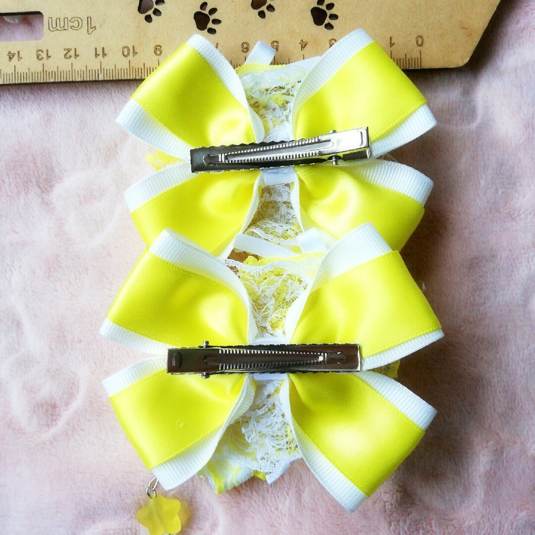 レモンソーダ♡ヘアクリップ　ロリータ　地雷　量産型　推し活　ハンドメイド レディースのヘアアクセサリー(ヘアピン)の商品写真