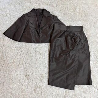 NOVESPAZIO - ノーベスパジオ　セットアップ　ブラウン　半袖　ジャケット　スカート　ビジネス