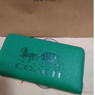 コーチ(COACH)のCOACH　長財布　新品　未使用　馬車　グリーン(財布)