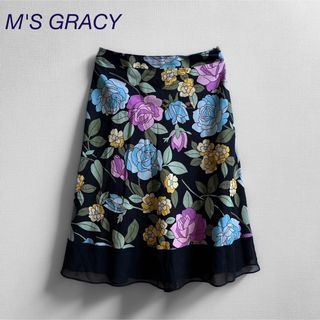 M'S GRACY - M'sグレイシー　膝丈　花柄スカート　日本製