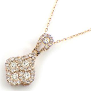 【ダイヤモンド】 ネックレス フラワー パヴェ ダイヤモンド 計0.50ct K18PG 【中古】(ネックレス)