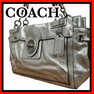 コーチ(COACH)のコーチ ハンドバッグ シルバー レザー 肩掛け　ドット柄 14522(ハンドバッグ)