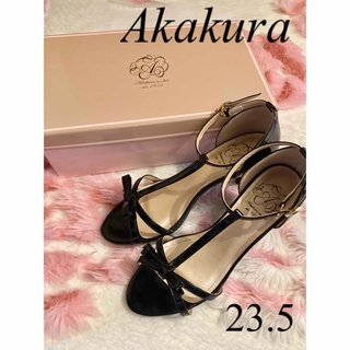 Akakura - 未使用◆Akakura◆ブラック エナメル パンプス サンダル 23.5