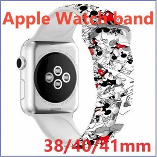 Apple Watch バンド プリントバンド38/40/41mm white(ラバーベルト)