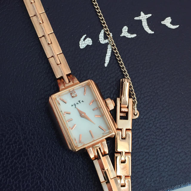 agete - 美品 アガット スクエアフェイス ダイヤウォッチ 腕時計の通販 by coco1091 ｜アガットならラクマ