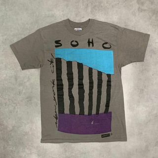 ヘインズ(Hanes)の90s NewYork SOHO グレーTシャツ アート系 Lサイズ(Tシャツ/カットソー(半袖/袖なし))