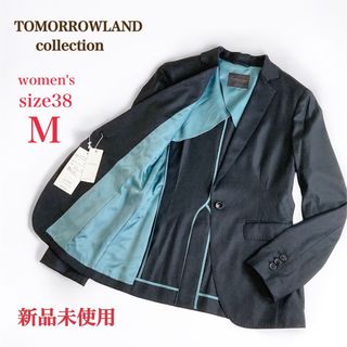 トゥモローランド(TOMORROWLAND)の新品　トゥモローランド コレクション　テーラードジャケット　M　レディース　黒(テーラードジャケット)