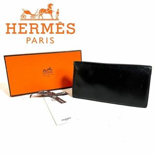 エルメス(Hermes)の【美品】HERMES mc2フレミング カーフ 二つ折り長財布 ブラック 元箱付(長財布)