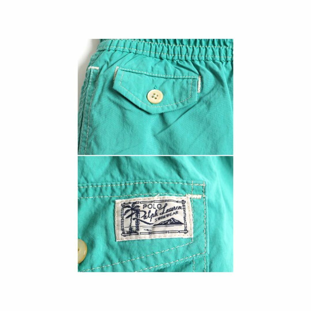 Ralph Lauren(ラルフローレン)のポロ ラルフローレン ナイロン ショートパンツ メンズ M / 古着 スイム ショーツ サーフ 海パン 短パン 半パン ワンポイント 水陸両用 緑 メンズのパンツ(ショートパンツ)の商品写真