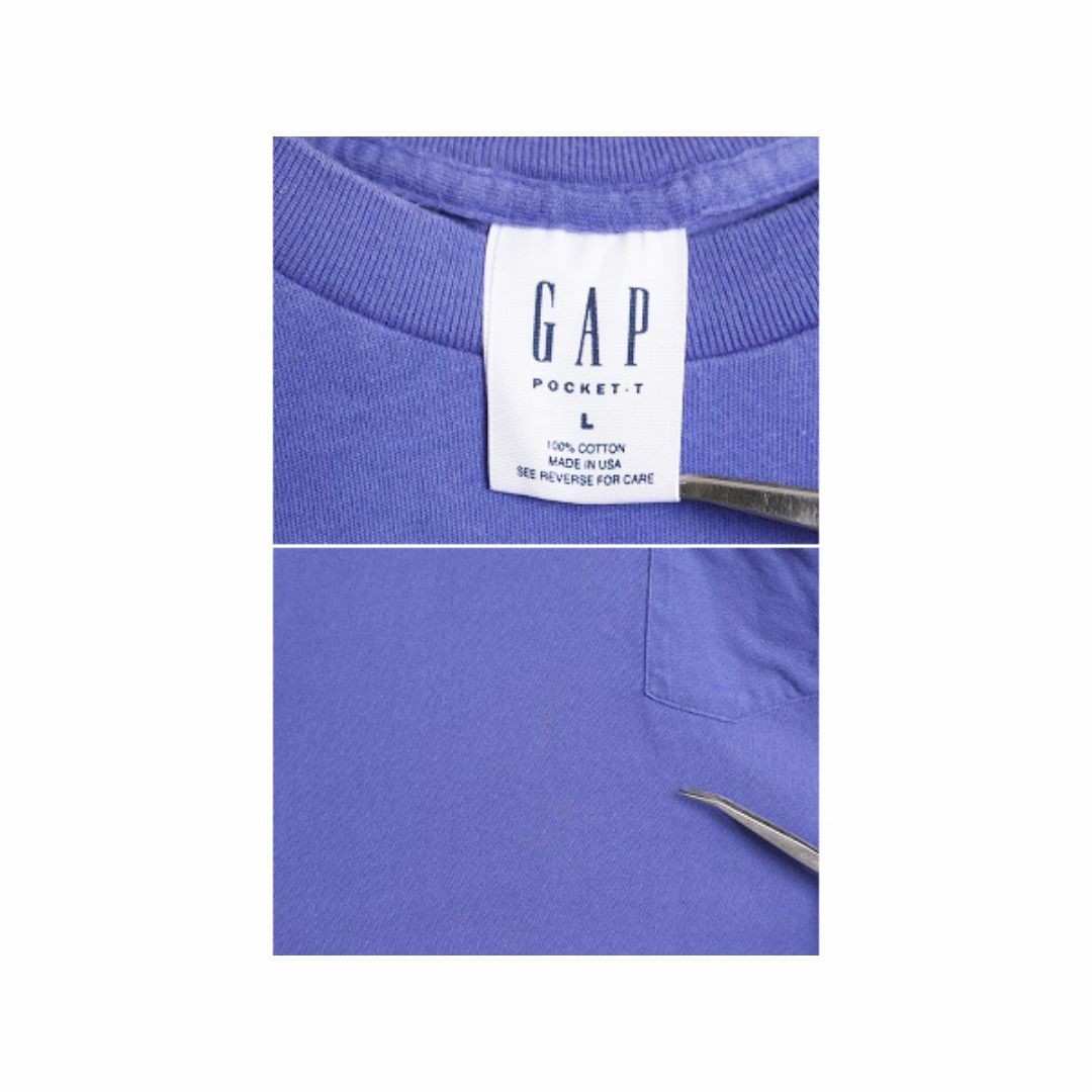 90s USA製 OLD GAP ポケット付き 無地 半袖 Tシャツ メンズ L 古着 90年代 オールド ギャップ ポケT 無地T シングルステッチ 旧タグ 耳付き メンズのトップス(Tシャツ/カットソー(半袖/袖なし))の商品写真