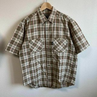 PACIFIC TRAIL シャツ　半袖　チェック　アウトドア　ブラウン　茶　L(Tシャツ/カットソー(半袖/袖なし))