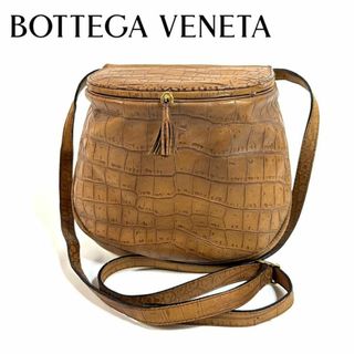 ボッテガヴェネタ(Bottega Veneta)の【美品】ボッテガヴェネタ クロコ がま口 ショルダーバッグ フリンジ イタリア製(ショルダーバッグ)