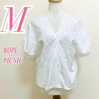 ロペピクニック(Rope' Picnic)のロペピクニック ブラウス レース オフィスカジュアル ホワイト きれいめコーデ(シャツ/ブラウス(半袖/袖なし))