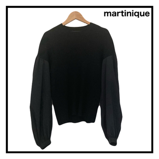 martinique - マルティニーク　ウールニット　セーター　レディース　ブラック　シフォンスリーブ