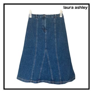 LAURA ASHLEY - ローラアシュレイ　デニムスカート　ミモレ丈　ロング　花柄　コットン　カジュアル