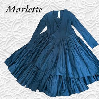 Merlette - Merlette マーレット コットン カシュクールティアードワンピース ネイビ