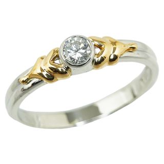 美品 Pt900 プラチナ K18YG イエローゴールド リング 指輪 ダイヤ 0.19ct 【1-0148175】(リング(指輪))