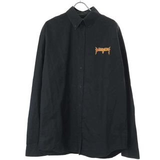 バレンシアガ(Balenciaga)のBALENCIAGA バレンシアガ 22AW Metal Logo Shirt メタルロゴプリントオーバーシャツ 699053 TYB18 チャコール 37(シャツ)