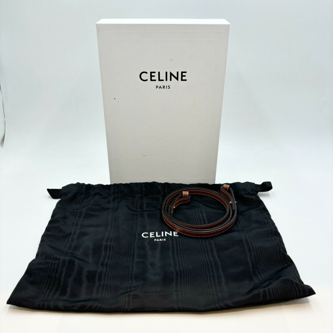 celine(セリーヌ)の【SALE】CELINE セリーヌ 2WAY ミニ バーティカル ショルダーバッグ ハンドバッグ 肩掛け 斜め掛け トリオンフ かばん 鞄 194372BZK.01BC キャンバス  レザー   アイボリー ブラウン 茶 ゴールド金具 レディース 美品【中古品】 レディースのバッグ(ショルダーバッグ)の商品写真