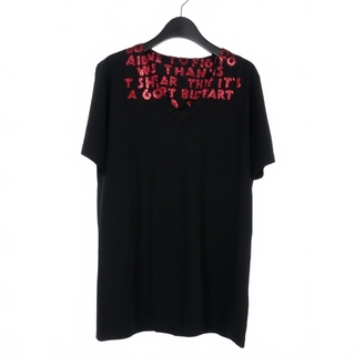 マルタンマルジェラ(Maison Martin Margiela)のメゾンマルジェラ エイズTシャツ カットソー 半袖 ラメプリント M 黒(Tシャツ(半袖/袖なし))
