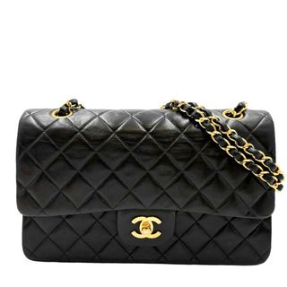 シャネル(CHANEL)のCHANEL シャネル ショルダーバッグ マトラッセ25 チェーン ココマーク 肩掛け 斜め掛け ココ ダブルフラップ ダブルチェーン かばん 鞄 A01112 ラムスキン    ブラック 黒 ゴールド金具 レディース【中古品】(ショルダーバッグ)