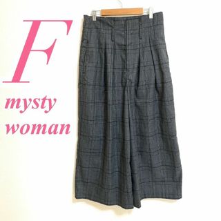 mysty woman - ミスティウーマン　ワイドパンツ　F　グレー　チェック　きれいめ　ポリ