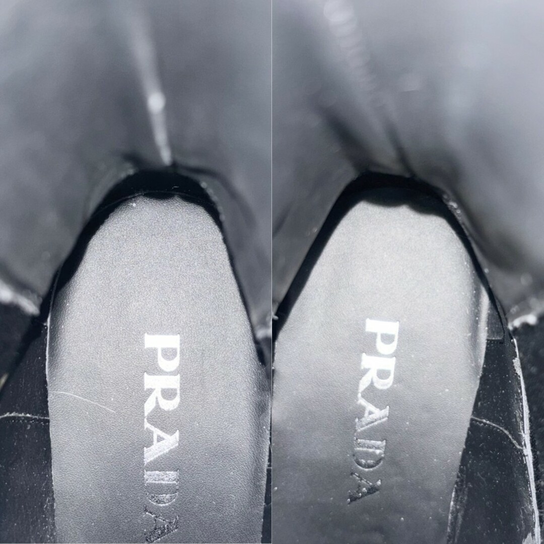 PRADA(プラダ)の【SALE】PRADA プラダ ブーツ トライアングルロゴ サイドゴアショートブーツ ローヒール 靴 1U251N レザー  ファブリック   ブラック 黒 レディース 美品【中古品】 レディースの靴/シューズ(ブーツ)の商品写真