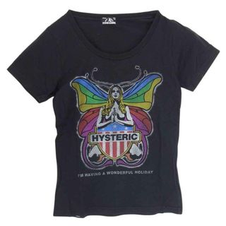 ヒステリックグラマー(HYSTERIC GLAMOUR)のHYSTERIC GLAMOUR ヒステリックグラマー Ｔシャツ 0161CT13 HYS BUTTERFLY pt T-SH ガール バタフライ プリント 半袖 Tシャツ ブラック系 FREE【中古】(シャツ/ブラウス(半袖/袖なし))