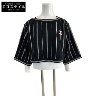 シャネル(CHANEL)のシャネル 【美品/国内正規/23年製】P74746K10711 ココマーク ストライプ カシミヤ ニットセーター/ 34(ニット/セーター)