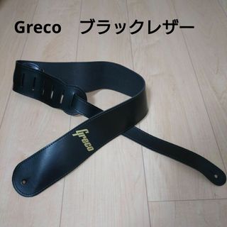 グレコ(Greco)のGreco　ブラックレザー　ゴールドロゴ　ストラップ(エレキギター)