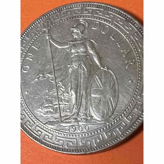 中国銀貨　イギリス貿易銀　1900 B 美品　本物　片面ややトーン(貨幣)